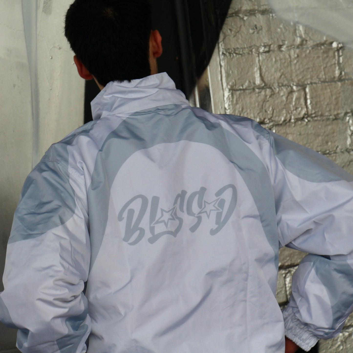 White Two Toned Windbreaker Jacket